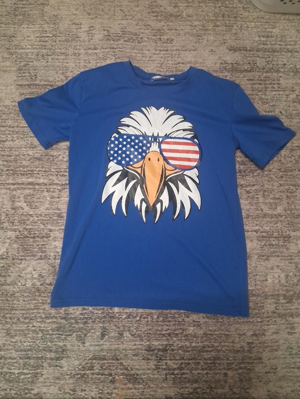 BesserBay Kids Blue Eagle Graphic Tee with American Flag Sunglasses